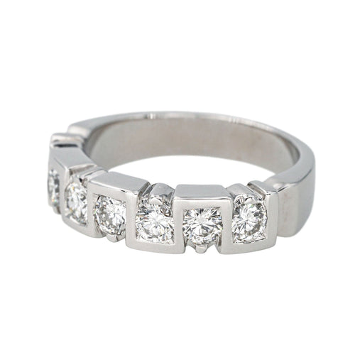 Bague 54 Bague Demi-alliance Or blanc Diamant 58 Facettes 4292752CN