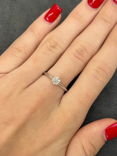 Bague 52.5 Bague solitaire or blanc et diamant 0,30 ct 58 Facettes