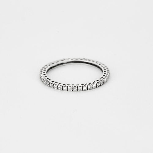 Bague 58 Alliance américaine or blanc et diamants 58 Facettes GU170