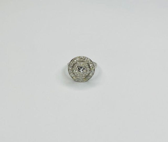 Anel de diamante e Platina, era Art Deco