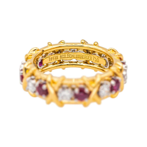 Bague 51 Tiffany&Co Bague Sixteen Stone Or jaune, Platine Rubis, Diamant 58 Facettes 4564997CN