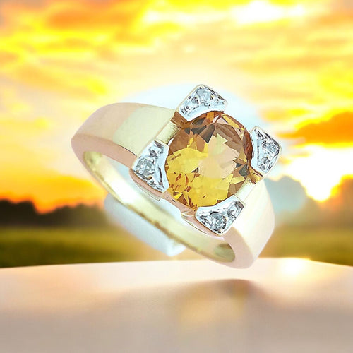 Bague 55.5 Bague Citrine et Diamants Or 18 K 58 Facettes AA 1663