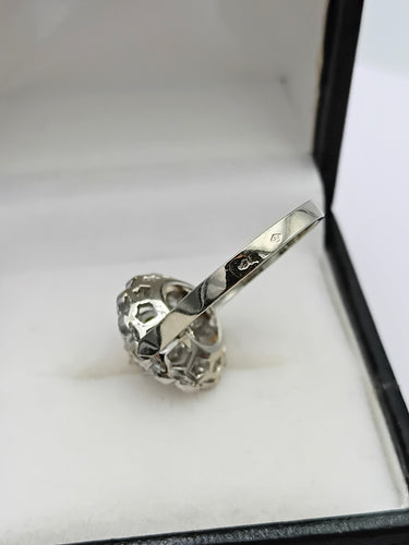 Bague 53 Bague Marguerite fleur vintage sertie de diamants en or 18k et platine 58 Facettes