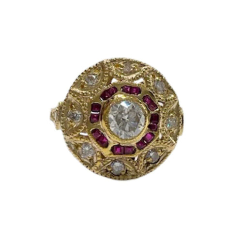 56.5 Bague de style Art Déco avec diamants et rubis 58 Facettes Q269B