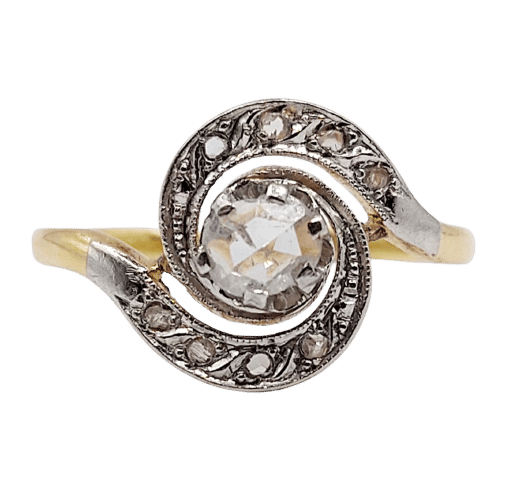 Bague 49 Bague tourbillon antique or diamant taille rose (circa 1900) 58 Facettes A06287