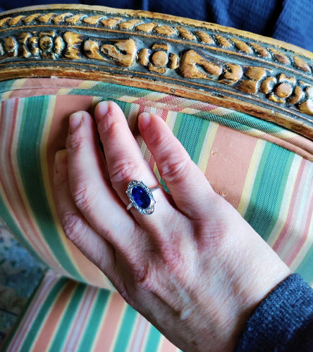 Bague 53 Bague Belle Epoque saphir naturel non chauffé 58 Facettes 579