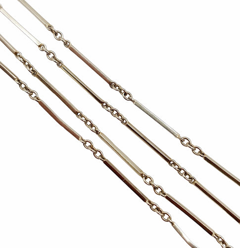 Collier Chaine sautoir antique or blanc à maille bâtonnets finement travaillés 58 Facettes A04836