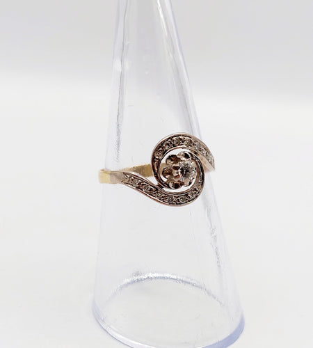 Bague 53.5 Bague tourbillon antique or 18k platine et diamants (circa 1920) 58 Facettes A06335