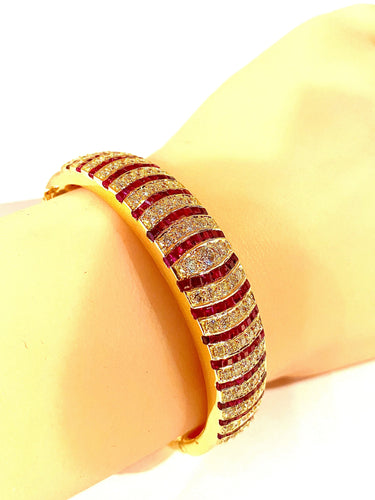 Bracelet Bracelet jonc en or jaune 18 carats, rubis et diamants 58 Facettes AB608