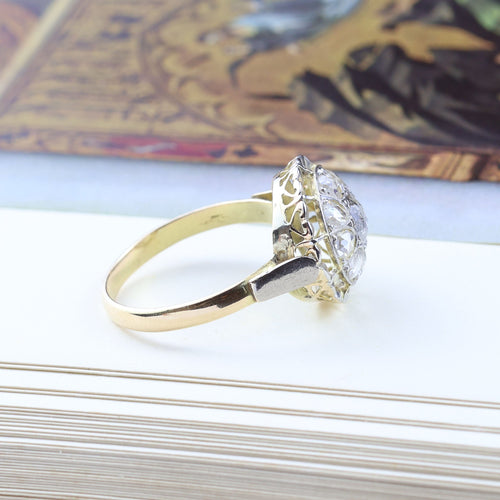 Bague 61 Bague vintage en or jaune et blanc avec diamants 58 Facettes 130006