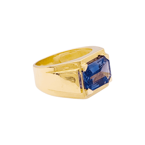 Bague 52 Bague or jaune et saphir ceylan 2,79 cts. 58 Facettes 34689