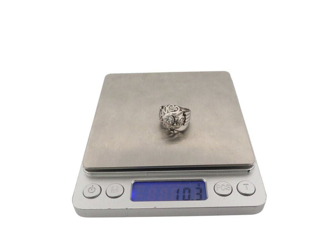 Bague 50 vintage bague style art deco 5 diamants 0.95 ct t50 en or blanc 18k 10.3gr 58 Facettes 269294