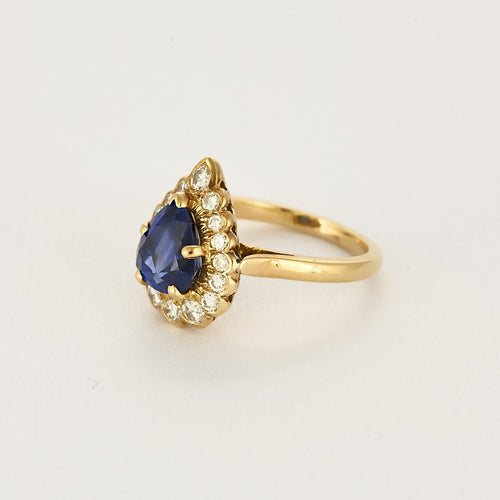 Bague 51 Bague en or jaune, saphir et diamants 58 Facettes B250541