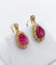 Boucles d'oreilles Dormeuses or jaune, rubis synthétiques et diamants taille ancienne (circa 1920) 58 Facettes A04818