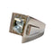 Bague Bague style chevalier en platine avec aigue-marine 58 Facettes CH55