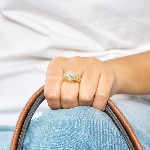 Bague 53.5 Bague en Or jaune & blanc 18k Diamant 58 Facettes MEA4529