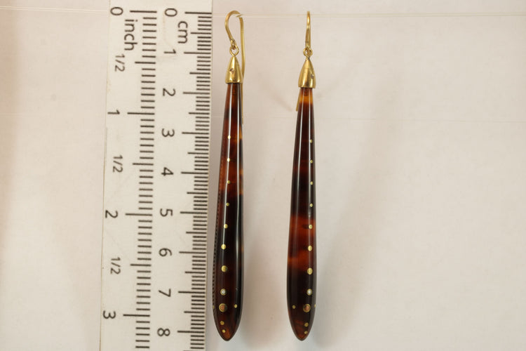 Boucles d'oreilles Boucles d'oreilles anciennes en or piqué écaille de tortue 58 Facettes 7678