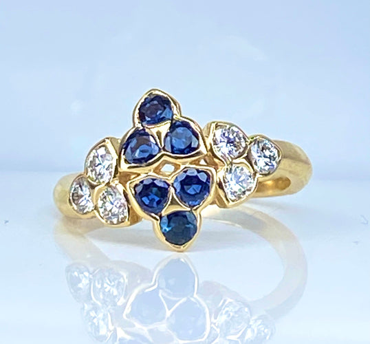 Mauboussin - Prsten ze žlutého zlata 18 karátů se safíry a diamanty 