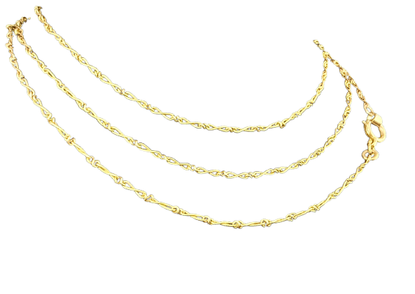 Colar comprido em ouro amarelo com um comprimento de 136 cm 