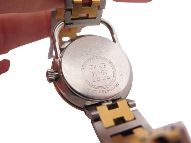 Montre vintage montre HERMES arceau 25 mm acier et plaque or quartz  plated 58 Facettes 268618