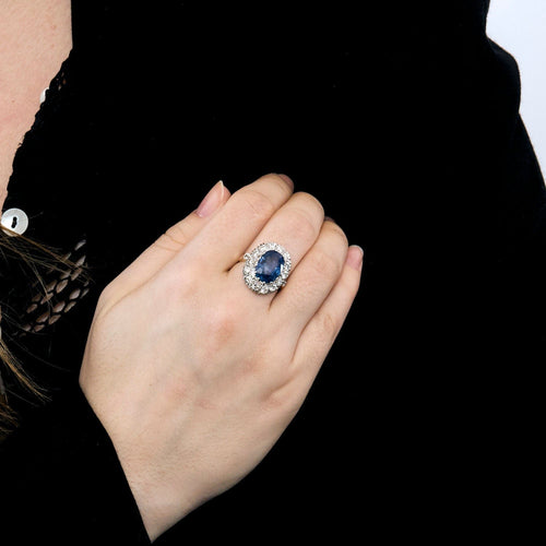 Bague 56 Bague 2 ors saphir 5.54cts diamants 58 Facettes