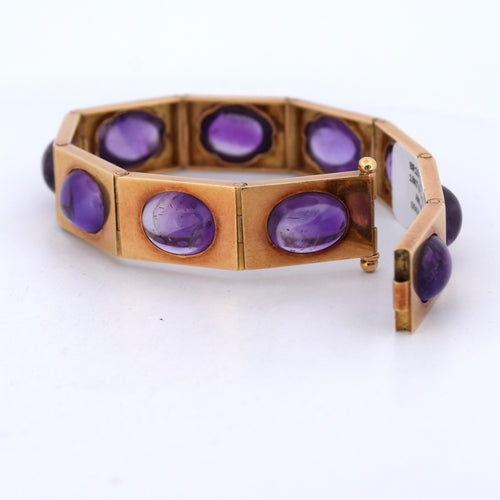 Bracelet Bracelet vintage en or jaune avec améthystes 58 Facettes