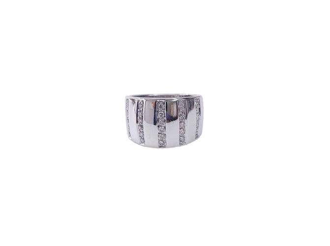 Bague 55 Bague jonc bandeau or blanc diamant 58 Facettes BAG.TIGRE-1103