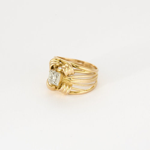 Bague 50.5 Bague en or jaune et or gris 18K diamant 58 Facettes LOR3567