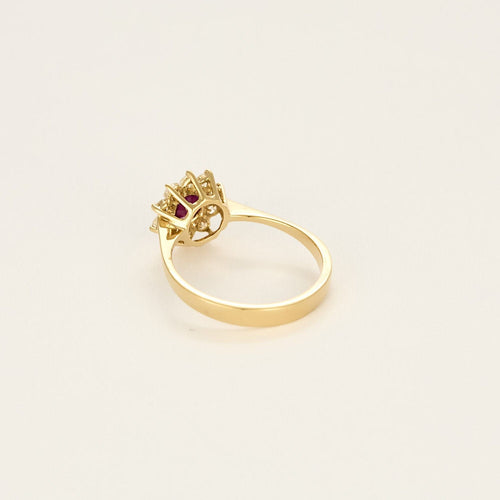 Bague 54 Bague Marguerite or jaune, rubis et diamants 58 Facettes BA212