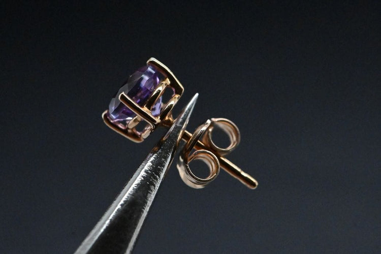 Boucles d'oreilles Boucles d'oreilles améthyste en or rose 58 Facettes