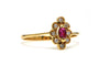 Bague 57 Bague contemporaine en or jaune 18 carats sertie d'un rubis et de diamants "taille" brillant (+-0.08ct) 58 Facettes B734
