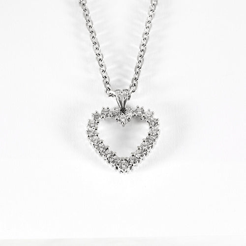 Collier Collier et pendentif "Coeur" en or gris et diamants 58 Facettes COMP1307