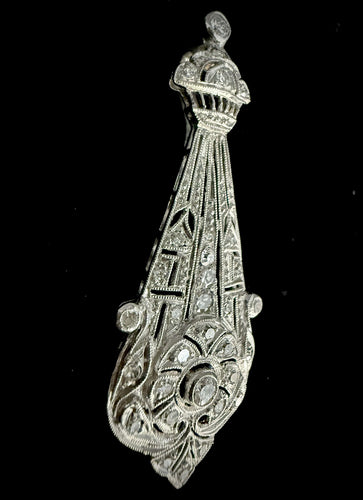 Pendentif Pendentif Art Nouveau en platine serti de diamants 58 Facettes
