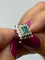 Bague 56 Bague vintage Or blanc Emeraude Diamants 58 Facettes