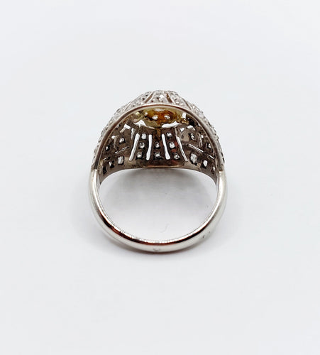 Bague 52 Bague boule Art Déco or blanc, diamant taille rose (circa 1920) 58 Facettes A04623