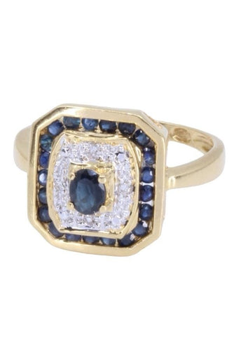 Bague 50 BAGUE STYLE ART DECO SAPHIRS ET DIAMANTS 58 Facettes 083511