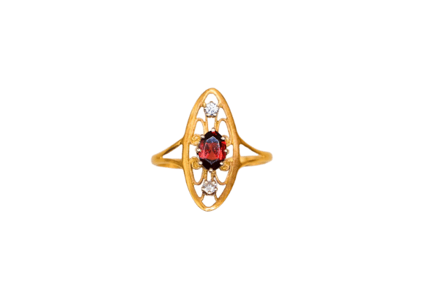 Bague 55 Bague Art Nouveau or jaune, Grenat, Diamants 58 Facettes 3810