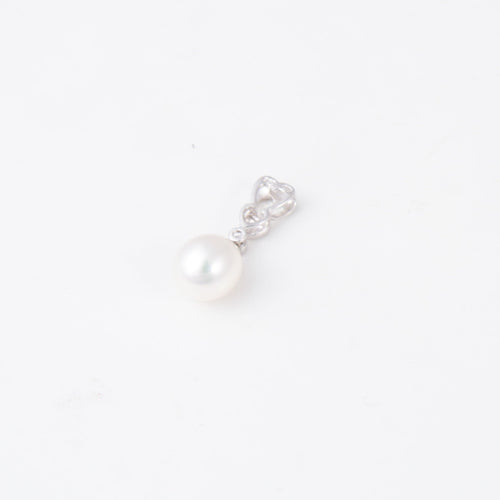 Pendentif PENDENTIF OR BLANC PERLE DIAMANT 58 Facettes