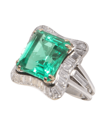 Bague Chaumet Or blanc 18K Or jaune 18K Diamant Émeraude