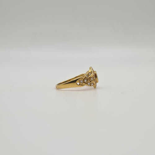 Bague 52 Bague or jaune sertie d'émeraudes et diamants 58 Facettes