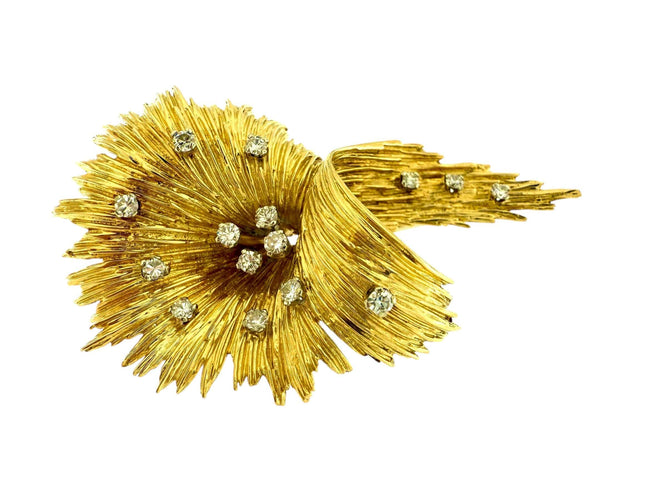 Broche Broche italienne Art déco en or jaune avec diamants 58 Facettes