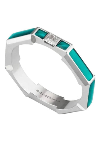 Bague 48 Bague Gucci Link To Love or blanc , émail  et diamant 58 Facettes