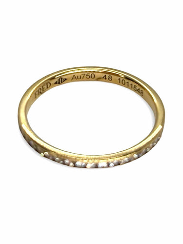 Bague 48 Demi-alliance FRED or jaune et diamants 0,21 ct 58 Facettes 1110