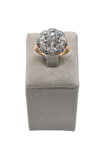 Bague 50 Bague Marguerite bicolore, diamants taille ancienne 58 Facettes