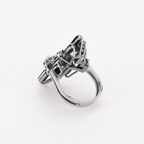 Bague 56 Bague moderniste or blanc, saphir et diamant 58 Facettes B250342