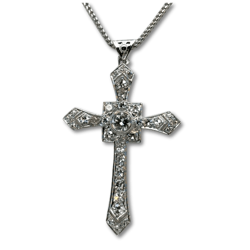 Pendentif Art déco - Pendentif Croix or blanc et Diamants 58 Facettes 1.0000716/2