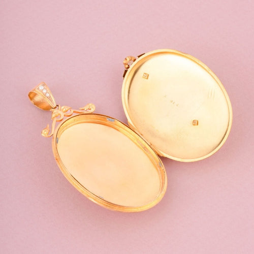 Pendentif Important pendentif porte photo Napoléon III en or bicolore 58 Facettes