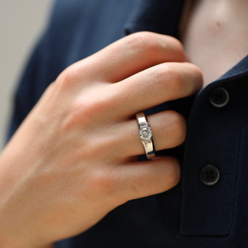 Bague 64 Bague Jonc Homme en Platine avec Diamant 1,21 ct – Certificat HRD – Taille 64 58 Facettes