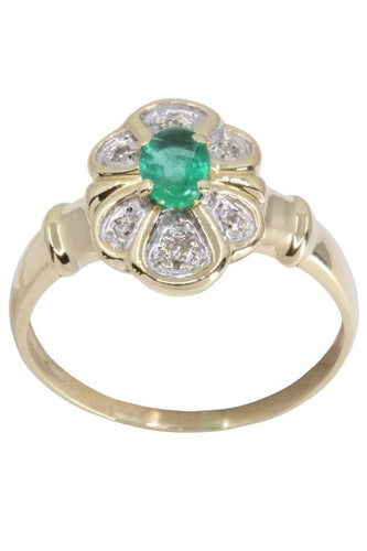 Bague 58 Bague marguerite émeraude et diamants 58 Facettes 091051