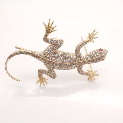 Broche Broche salamandre Or rose Diamants 6.94 ct 58 Facettes